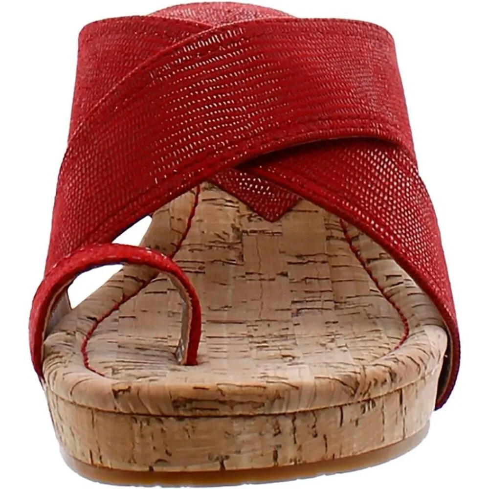 Donald J. Pliner Womens GEEA Red Leather Slip On Wedge Sandals Shoes NWT_2